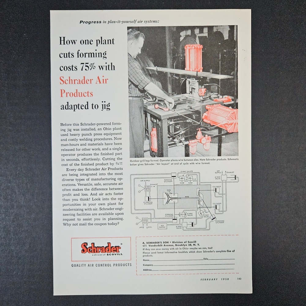 1958 A Schrader's Son Scovill Quality Air Control Products Vintage Print Ad Shop